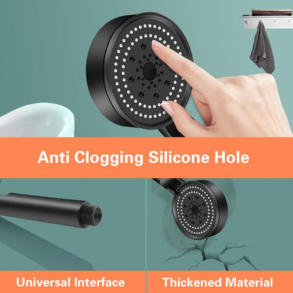 Black Shower Head, 5 Spray Modes Detachable Showerhead High Pressure Shower Heads, Multifunctional Universal Interface