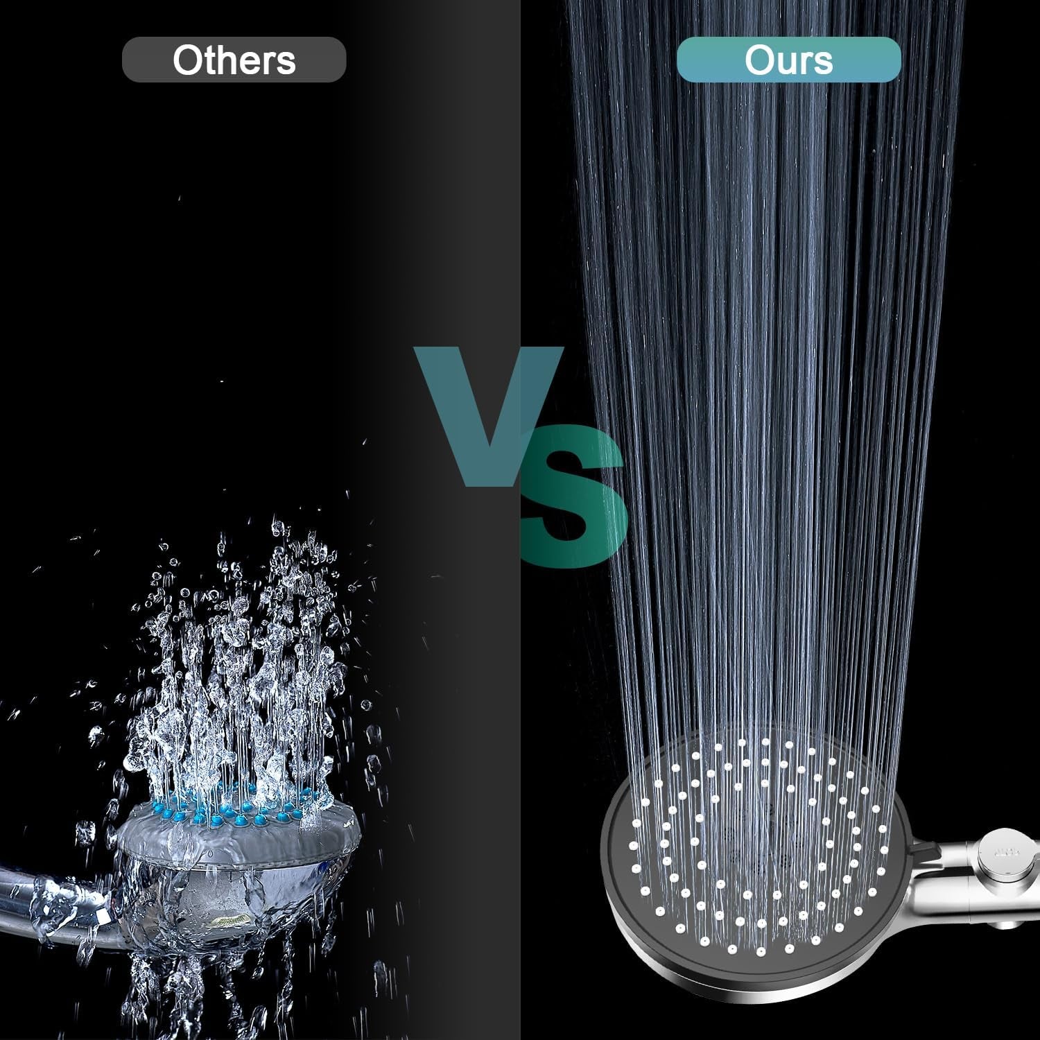Shower Head,High Pressure Mineral Showerhead with Beads Filter for Hard Water,5-Mode Spray with 70" Hose&Bracket,Showerhead with ON/OFF Pause Switch