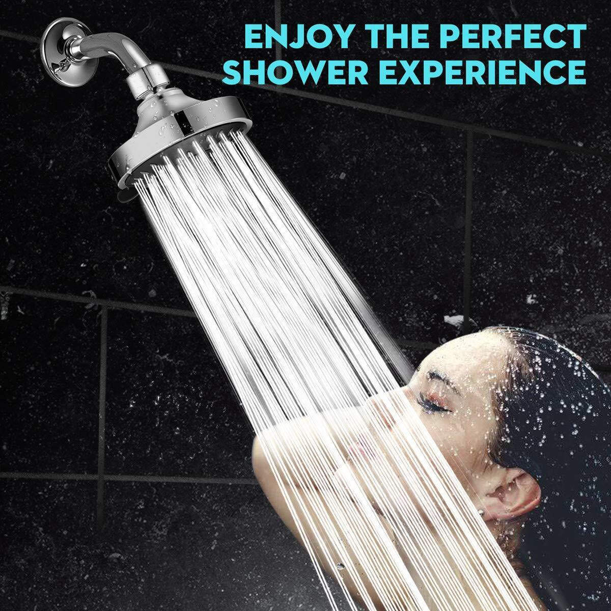 HOPOPRO High Pressure Shower Head 5 Settings Fixed Showerhead 4 Inch High F